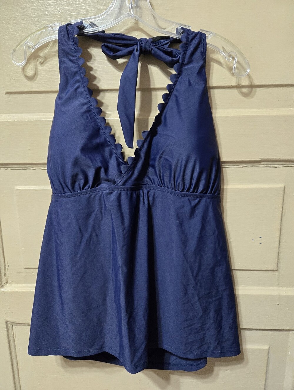 Mazu Swim Navy Blue Halter Scallop Hem Tankini Top NWT Size: 22W